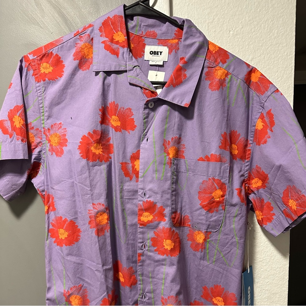 Obey floral button up new*